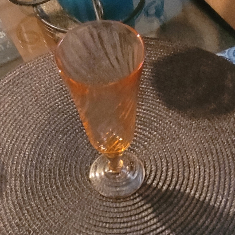 Antique Pink depression glass flute